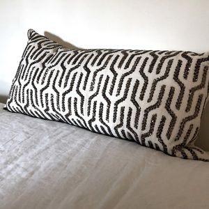 Beaded canvas decorative kidney pillow